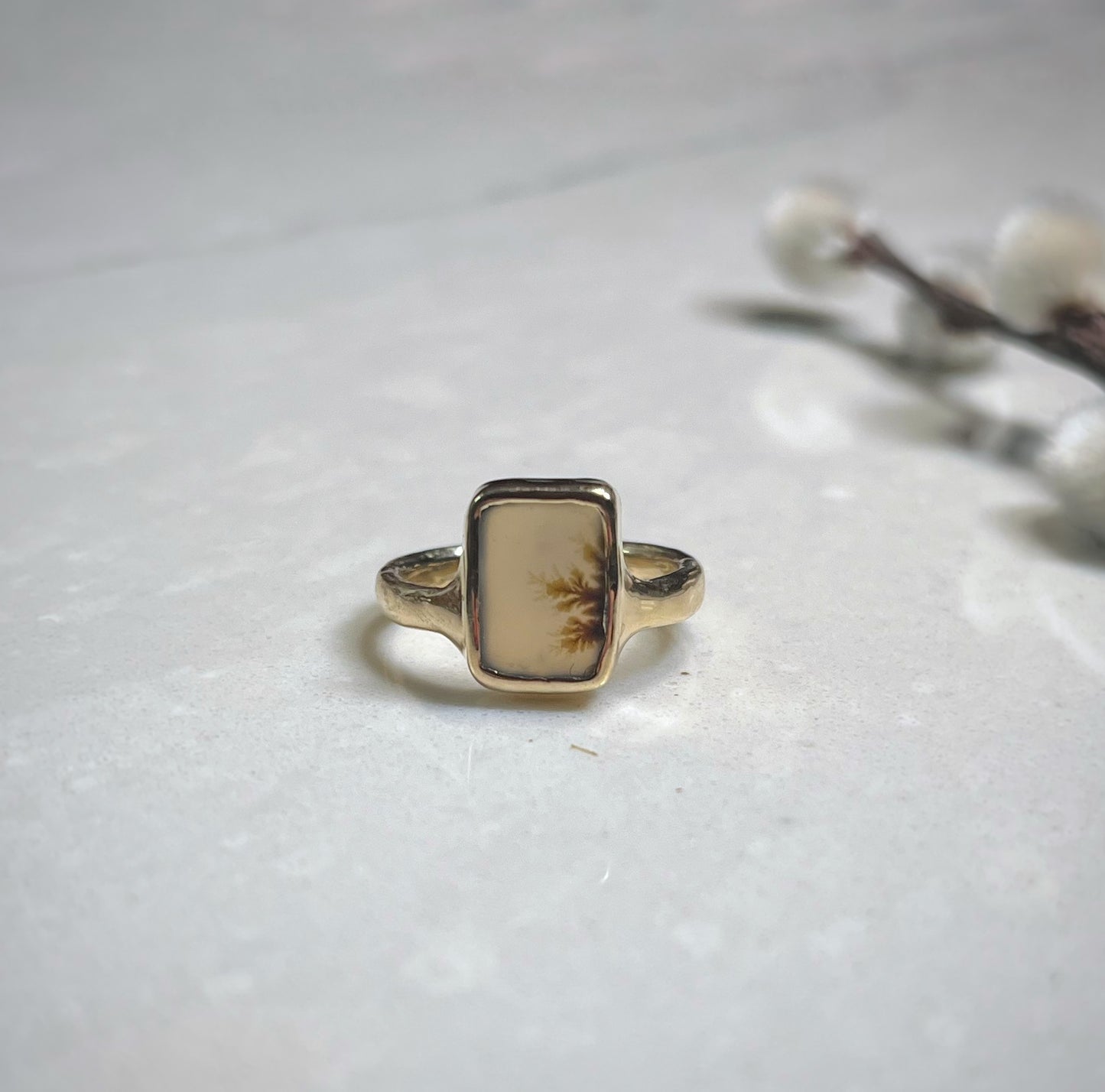 14k Gold Dendritic Plant Ring