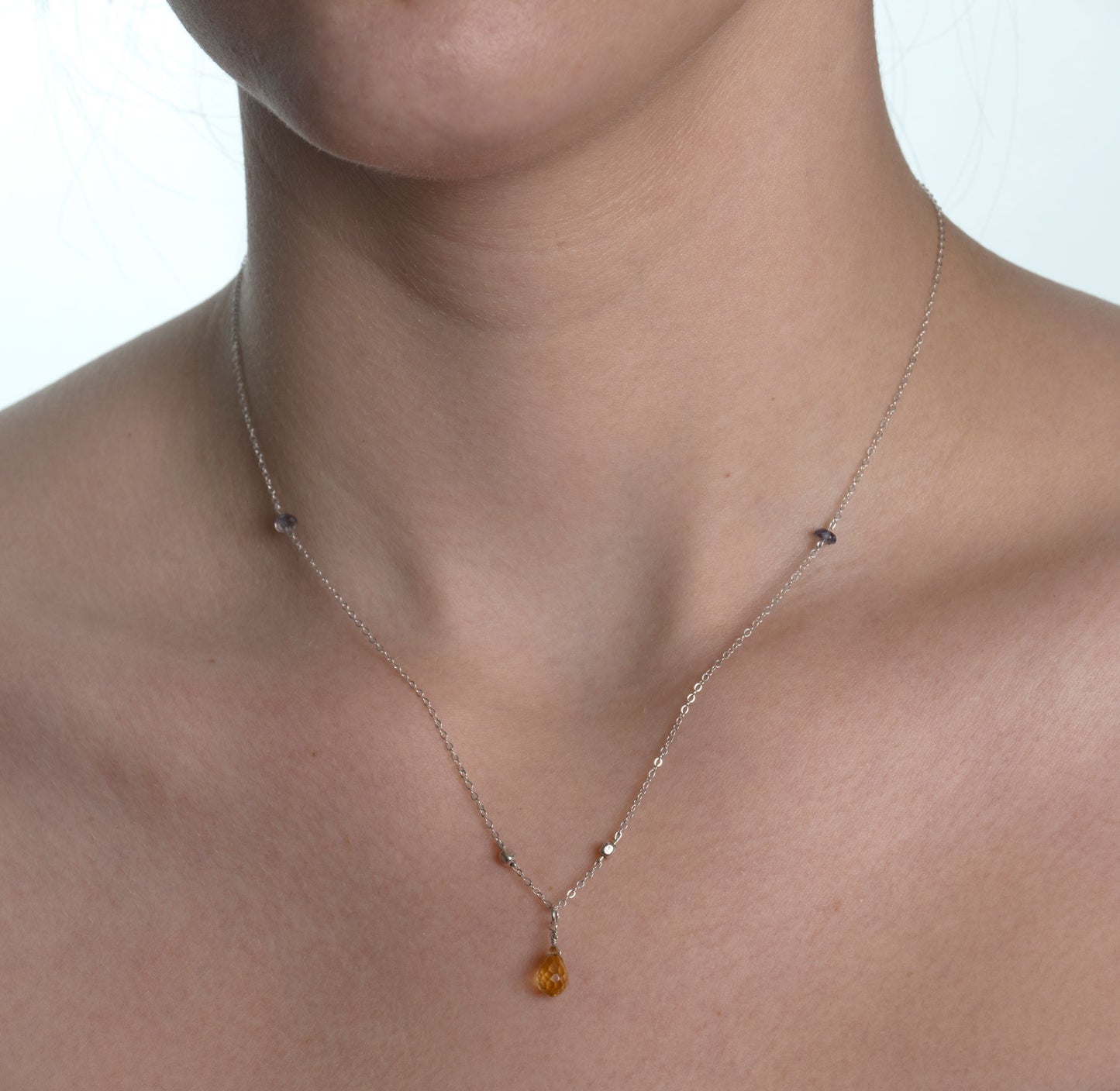 Citrine and Tanzanite Beaded Necklace