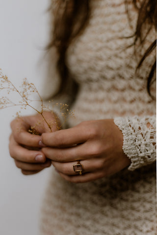 14k Gold Dendritic Plant Ring