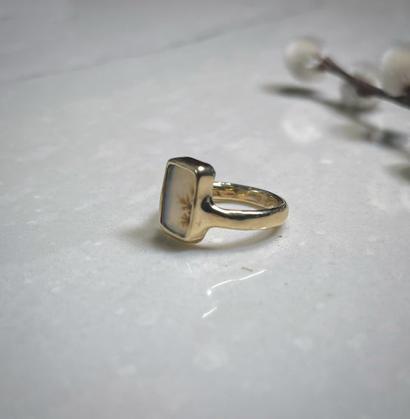 14k Gold Dendritic Plant Ring