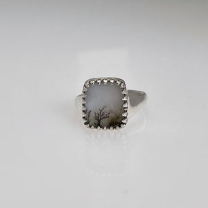 White Tree Dendritic Agate Ring (One of a Kind)