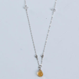 Beaded Moonstone with Citrine Necklace