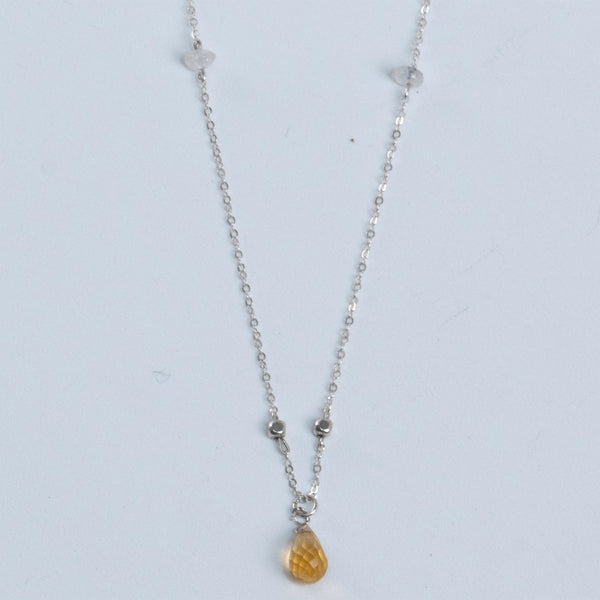 Beaded Moonstone with Citrine Necklace